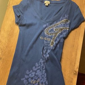 Y2K guess blue t shirt